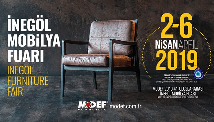 Modef 2019 mobilya fuarı afişi.